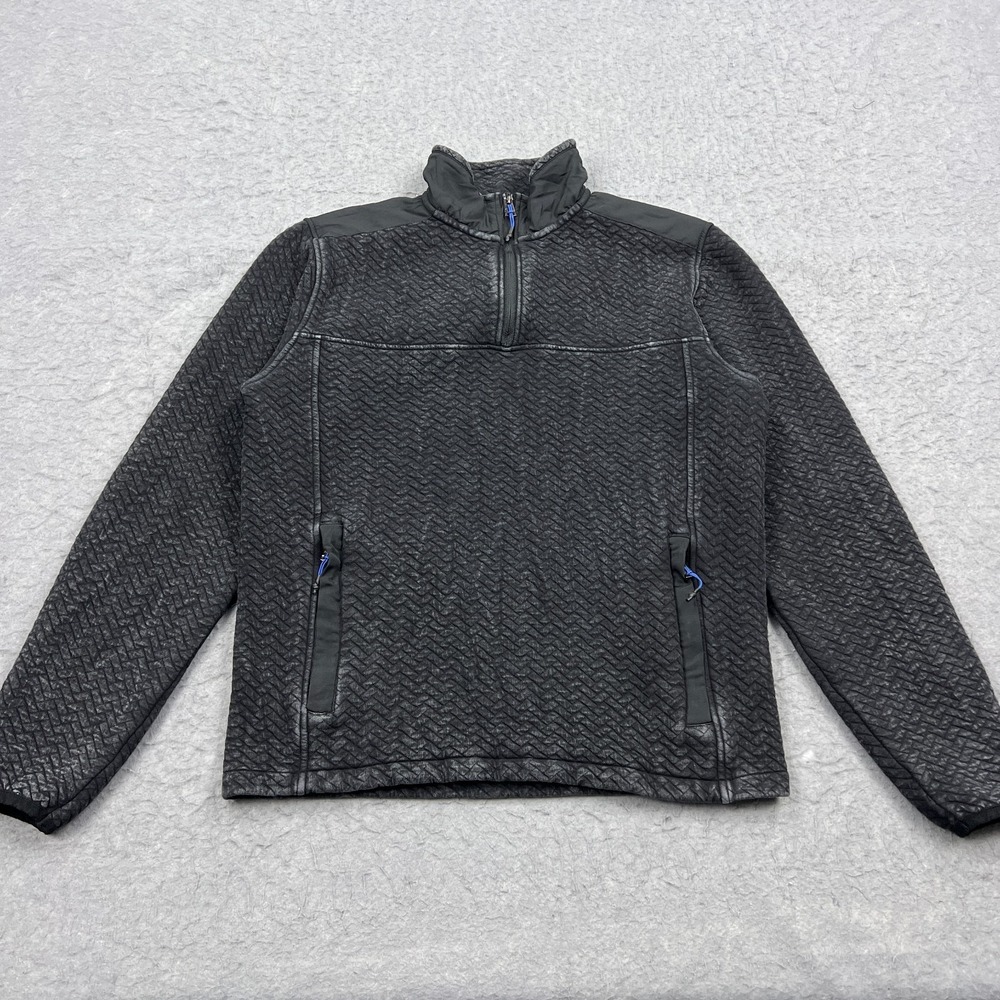 Chubbies‎ Sweater Mens Small Charcoal Rib Quilted 1/4 Zip Pullover Back To Basic